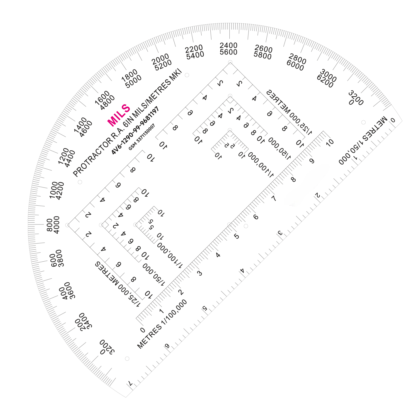 Shenkir 6 inch Semi Circle Military Protractor #MP-1197